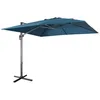 Image de Parasol déporté carré 3x3m haut de gamme - Falgos - bleu canard - Parasol excentré inclinable. rabattable et rotatif à 360°.