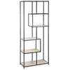 Image de Etagère en métal noir et décor bois - Loft - bibliothèque 6 niveaux. L 77 x l 33 x H 185cm