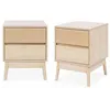 Image de Lot de 2 tables de chevet deux tiroirs. décor bois et piétement en pin - Linear