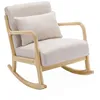 Image de Fauteuil à bascule design en bois et tissu. 1 place. rocking chair scandinave. beige