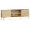 Image de Meuble TV décor bois - Mika - 2 niveaux. 3 étagères. 2 portes. L 160 x l 40 x H 56cm