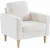 Image de Fauteuil à bouclettes blanc cassé. scandinave - Bjorn - Canapé 1 place fixe droit pieds bois