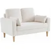 Image de Canapé à bouclettes blanches - Bjorn - Canapé 2 places fixe droit pieds bois. style scandinave