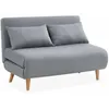 Image de Canapé convertible en tissu - Guesta - 2 places scandinave. pieds bois foncé. gris clair. banquette. dossier inclinable