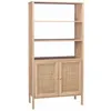 Image de Etagère bibliothèque décor bois et cannage 4 niveaux BOHÈME
