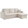Image de Canapé dangle convertible en tissu bouclettes blanches - IDA - 3 places. fauteuil dangle réversible coffre rangement lit