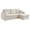 Image de CanapÃ© D'angle Convertible En Tissu Bouclettes Blanches - Ida - 3 Places Fauteuil D'angle en occasion ou reconditionné