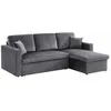 Image de Canapé dangle convertible en velours gris foncé 3 places. fauteuil dangle réversible coffre rangement lit modulable