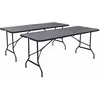 Image de Lot de 2 tables de réception. pliables 180cm. grise foncé. table pliante avec poignée de transport. table de camping