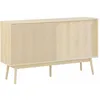 Image de Buffet de rangement décor bois naturel. Linear. deux portes. deux étagères. buffet haut. vaisselier. L 150 x P 39.5 x H 90cm