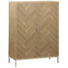 Image de sweeek - Vaisselier décor bois chevrons et métal 2 portes 80cm BUDAPEST