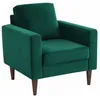 Image de Fauteuil scandinave en velours vert anglais - Bjorn - Canapé 1 place fixe droit pieds bois dhévéa effet bois de noyer