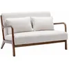 Image de Banquette scandinave 2 places bois dhévéa teinté noyer clair et bouclette LORENS