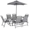Image de Table de jardin acier avec parasol + 6 assises