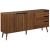 Image de Buffet de rangement scandinave. buffet haut. vaisselier. 2 portes. 3 tiroirs. décor bois de noyer. 160cm