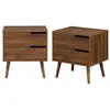 Image de Table de chevet décor bois teinté noyer 2 tiroirs (lot de 2)