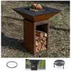 Image de Pack Printemps Brasero Cevenol Corten Bois Carre 74 Simple Cuve