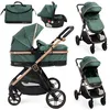 Image de BEBELISSIMO - Poussette combinée trio 3 en 1 - siège auto 0+ IRIS   nacelle   dès la naissance   jusqu'à 22kg - vert