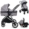 Image de BEBELISSIMO - Poussette combinée trio 3 en 1 - siège auto 0+ CAVO   nacelle   dès la naissance   jusqu'à 22kg - gris