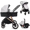 Image de BEBELISSIMO - Poussette combinée trio 3 en 1 - siège auto 0+ CAVO   nacelle   dès la naissance   jusqu'à 22kg - beige