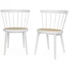 Image de Lot de 2 chaises blanches en bois et cannage. Nora. L 54 x P 54 x H 76.5cm.