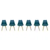 Image de Lot de 6 chaises scandinaves. pieds bois de hêtre. chaises 1 place. bleu canard