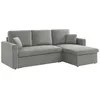 Image de Canapé dangle convertible en velours côtelé gris clair - IDA - 3 places. fauteuil dangle réversible coffre rangement lit