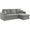 Image de CanapÃ© d'angle convertible en velours cÃ´telÃ© gris clair - IDA - 3 places. fauteuil d'angle rÃ©versible coffre rangement lit modulable en occasion ou reconditionné