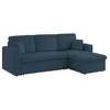 Image de Canapé dangle convertible en velours côtelé bleu - IDA - 3 places. fauteuil dangle réversible coffre rangement lit modulable