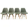 Image de Lot de 4 chaises scandinaves NILS revêtement bouclette vert céladon. pieds bois de hêtre. chaise 1 place
