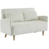 Image de Canapé convertible en velours côtelé - Panam - 2 places scandinave. pieds bois. blanc. banquette. dossier inclinable