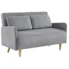 Image de Canapé convertible en velours côtelé - Panam - 2 places scandinave. pieds bois. gris clair. banquette. dossier inclinable