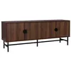 Image de Table de chevet effet bois foncé décor bois rainuré. un tiroir. L 48 x l 39 x H 50cm