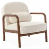 Image de Fauteuil scandinave bois dhévéa teinté noyer clair et bouclette Amelie