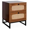 Image de Table de chevet décor bois et cannage 2 tiroirs RETRO