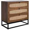 Image de Commode décor bois et cannage 3 tiroirs Retro