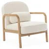 Image de Fauteuil scandinave arrondi bois dhévéa et bouclette