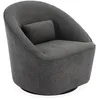 Image de Fauteuil pivotant 360° en tissu gris foncé avec coussin. LANA L 80 x P 73 x H77cm