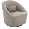Image de Fauteuil pivotant 360° en tissu grège. avec coussin LANA L 80 x P 73 x H77cm