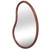Image de Miroir organique en bois de sapin 65cm épaisseur 3cm coloris noyer idéal entrée. chambre ou salle de bain