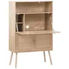 Image de Bureau secrétaire décor bois et cannage 2 portes naturel - Boheme