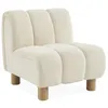 Image de Fauteuil relax pieds arrondis en bois et tissu crème blanc