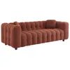 Image de Canapé 3 places en bouclette texturée capitonné terracotta - Structure bois deucalyptus et contreplaqué