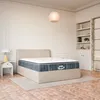 Image de Pack lit coffre beige et matelas hybride 140x190 épais 30cm - Emma & Victoria - Morphea