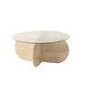 Image de RIBE - Table basse en bois effet pierre et plateau en verre