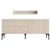 Image de AURA - Buffet effet travertin 180 cm 6 portes et étagère
