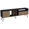 Image de BAYLEE - Meuble TV industriel bois et noir avec rangement 180 cm