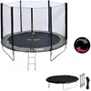 Image de Pack Premium Trampoline 245cm réversible gris / rose CANBERRA + filet échelle bâche et kit dancrage
