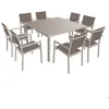 Image de Salon de jardin CAGLIARI en textilène taupe 8 places - aluminium taupe