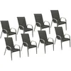 Image de Lot de 8 chaises MARBELLA en textilène gris - aluminium gris